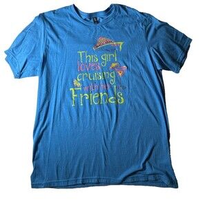 District Made Cruising with Friends T-shirt Women's XL Blue Graphic Print Top
